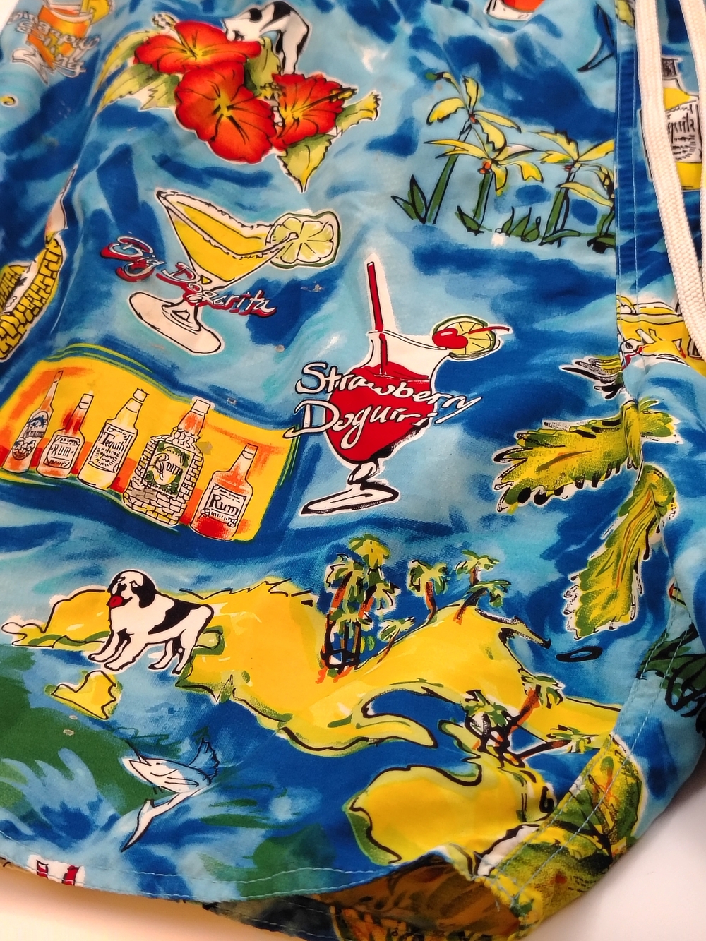 Big Dogs Blue Tropical Print Men's Swim Trunks - Picture 3 of 8
